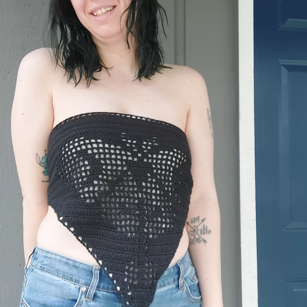 strapless crochet bandana top